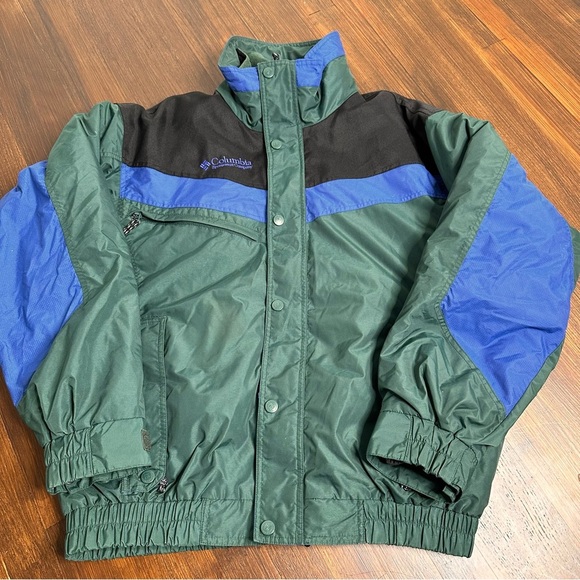 Vintage Columbia Powder Keg Ski Jacket Blue Green Mens Large w/ Coat Insert Warm - Picture 1 of 16